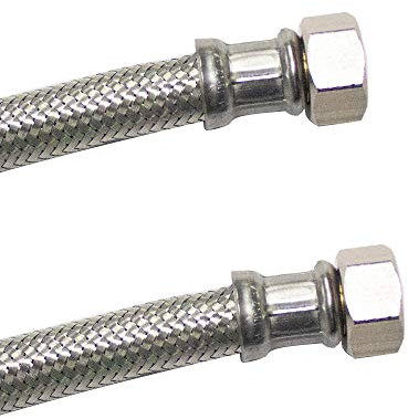 DN13 DVGW Panzerschlauch m. Edelstahlumflechtung 1/2 ÜM x 1/2 ÜM 2000 mm