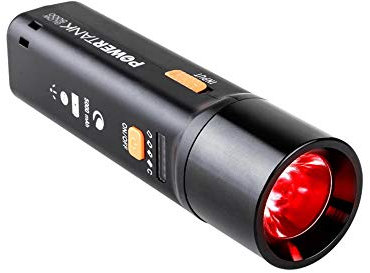 Celestron 93585 PowerTank Glow 5000 Portable USB Rechargeable Power Bank and Red Astronomy Flashlight - 5000 mAh Capacity, Includes Silicone Mount Straps, Black