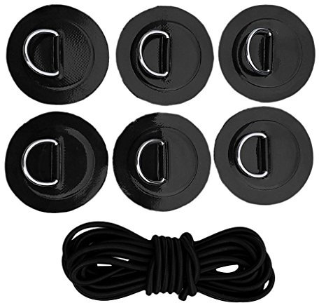 Toygogo Deckenhaken zum kleben Augplatte mit D-Ring Zurröse 6er Set Deckenhalterung Wandöse Ösenplatte - Schwarz