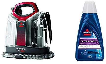 Bissell SpotClean ProHeat Nettoyeur des Taches portatif, 2.5 litres, Titane et Rouge + Oxygen Boost Formule - á utiliser SpotClean/SpotClean Pro
