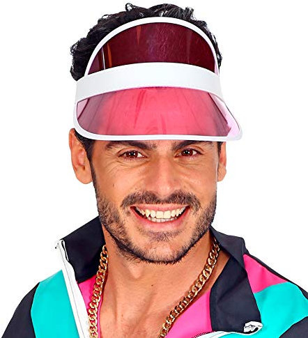 shoperama 80er Jahre Sonnenvisier Poker Beach Party Sonnen-Hut Sonnen-Kappe Kostüm-Zubehör JGA, Farbe:Pink
