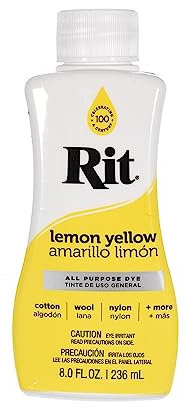 Craft County Líquido de tinte Rit Amplia selección de colores 8 oz. (Lemon Yellow)