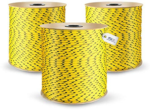 DQ-PP POLYPROPYLENSEIL – 12mm – 25m – GELB – Traglast bis 1415 kg Flechtleine Textilseil Schnur Rope Kordel Kunststoffseil geflochten