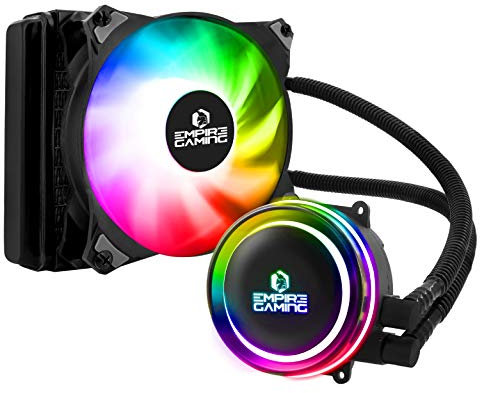 Empire GAMING - Guardian G-V10 Raffreddamento ad Acqua per PC Gamer AIO - Watercooling ARGB 3 Pin 5V -Radiatore 120mm -Ventilatore 120mm PWM Silenzioso -Intel e AMD