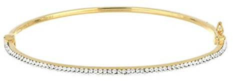 DelPia, Bracelet en Or 18 carats et Argent Sterling 925 avec Cristaux Brillants (or jaune avec pierres blanches)