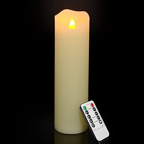 PChero Real Wax LED Pillar Candle, 10 Battery Operated Flickering Flameless Candle for Room Decoration