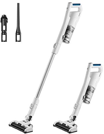 Midea MCS2021WB Aspirapolvere Senza Fili, 2 in 1 Scopa Ricaricabile P5, Durata a 45 Minuti, Spazzola Con Luci LED, Soddisfa Varie Scene Di Pulizia, Bianco-Blu