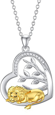 LONAGO Löwe Halskette 925 Sterling Silber Netter Löwe mit Anhänger Halskette Schmuck für Frauen