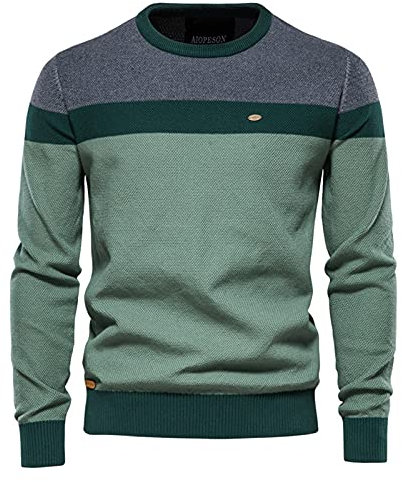 BeerMmay Herren Pullover Pullover gestreifte Nähte Langarm Pullover lässiger Herren Pullover Pullover Pullover