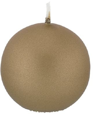 Kugelkerzen Sand Creme/Beige mit Metalleffekt (Metallic Matt), Ø 10 cm, 6 Stück
