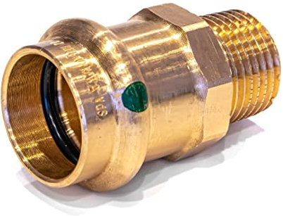 Sanpress Übergangsstück 22 mm x 1 AG Rotguss – Pressfitting für Trinkwasser & Heizungsinstallation – SC-Contur – DVGW zertifiziert