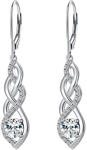 Ohrringe Silber 925 Hängend Hängend Damen Unendlichkeit Infinity Silber 925 Ohrringe Mit 5A Zirkonia Kristall