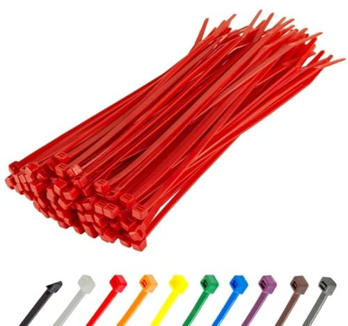 Gocableties - Fascette Plastica Rossa - 300 mm x 3,6 mm - 100 Pezzi - Fascette Elettricista