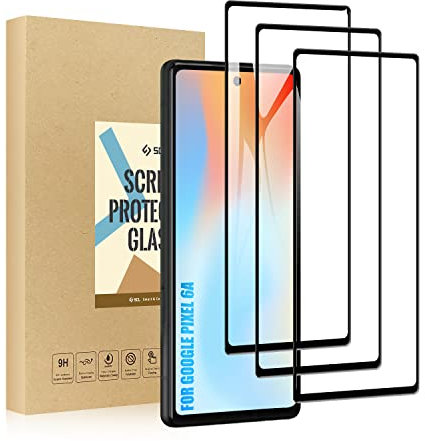 SCL Lot de 3 protections d'écran pour Google Pixel 6A en verre trempé, couverture complète en verre trempé, anti-rayures, anti-chocs