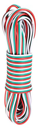 Rebower RGB Draht Kabel 3 Pin Draht Verseilt Verzinnt Kupfer Kordel [für LED Streifen 5050 3528 Kordel] - 22AWG / 16Ft / Rot Grün Weiß