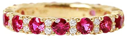 Ringe Frauen Vintage, Trauringe Diamant 18 Karat Gold Natürlicher Edelstein Des Vollen Kreises Rubin 1ct Verlobungsring Schmuck