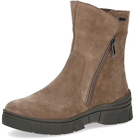 CAPRICE Damen Winterstiefel ohne Absatz aus Leder Wasserabweisend, Braun (Mud Suede), 39 EU