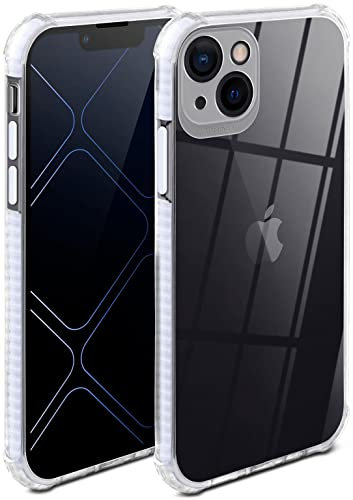 ONEFLOW Cushion Case per Apple iPhone 13 Mini - Custodia trasparente in silicone con protezione per fotocamera 3D, con protezione schermo rialzato, trasparente, colore: bianco