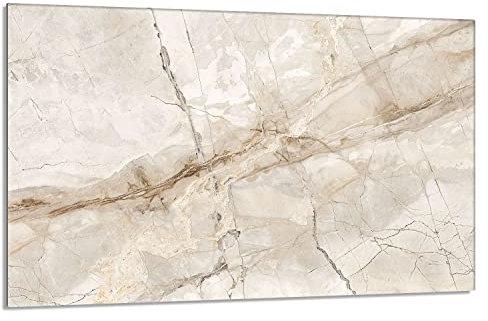 DarHaus Copri piano cottura induzione 80x52 cm copertura per piano cottura in vetroceramica 1 pezzi universale per piastre di cottura paraspruzzi tagliere in vetro temprato, Marmo beige