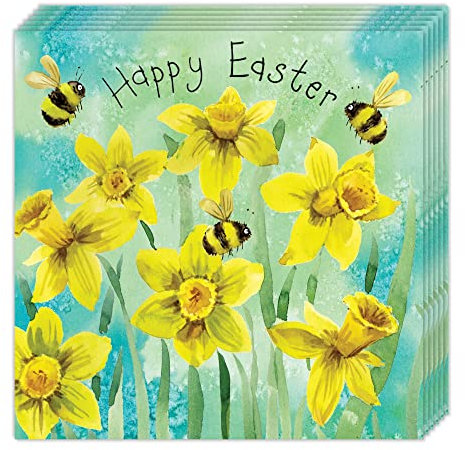 Twizler Osterkarten 6 Stück – Narzissen Design – niedliche Osterkarten Multipack – 6 Stück Osterkarten – Frohe Osterkarten