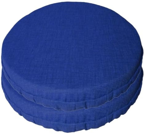 Cuscini Sedia Rotondi Cucina (6 pezzi) Con Fascia Elastico Imbottito e Sfoderabile 40 cm (Blu)