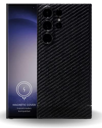 REUTERSON Cover Samsung S23 Ultra | Magnetisch, Induktivladen | Echtes Carbon | Made in Germany | Edles Design | Originale Carbon-Haptik | Hochwertige Handyhülle