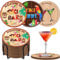 12pcs Coasters for Drinks with Holder Thick Sturdy Absorbent Cork Drink Coasters Funny Tiki Bar Designs for Coffee Cups Drinking Glasses Table Desk Protection Housewarming Gift Home Decor