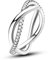 NARMO 925 Sterling Silber Ringe für Frauen Shining Line Ring Cubic Zirkonia Ringe Stapelringe Größe 60mm