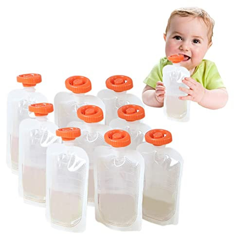 Wenmin Pochettes Alimentaires pour Bébé, 10 Pcs GourCompote Rechargeable Et Reutilisable, 180 ML Nourriture Stockage Nourriture Boîtes Conservation pour Compotes, Purées Et Smoothies