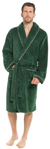 Strong Souls Mens Luxury Fleece Dressing Gown Rope Trim Green Large