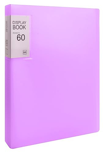 Sichtbuch PP A4 mit Klarsichthüllen 60 Taschen, a4 Präsentationsmappe, A4-Präsentationsbuch mit Transparenten Hüllen, Sichtmappe Präsentationsordner für Notenblätter Berichte Broschüren (Lila)
