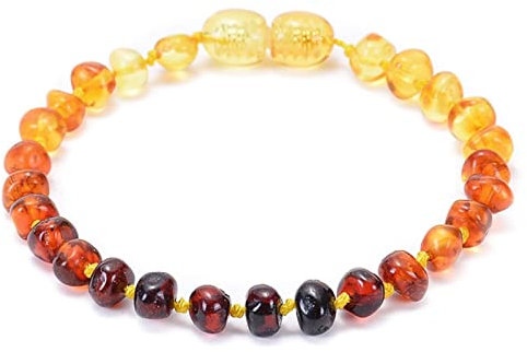 Whoiy Armband Perlen Damen, Perlen Armbänder Bernstein Braun-Orange Elastische Glatte Natursteinperlen Jubiläumsgeschenk Perlenarmband 15cm
