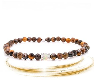 Liberty Angels – Opal Armband 925 Sterling Silber – Symbolisches Perlenband Damen & Herren – Naturstein Schmuck