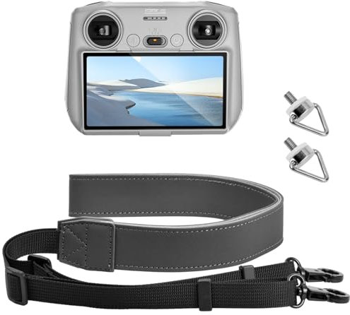 Wisebom Cordino da Collo per DJI RC/RC 2/DJI RC Pro/RC Plus Controller, Tracolla da collo in pelle PU per controller DJI,Cinturino Regolabile con Vite per DJI Mini 3/Mini 3 Pro (Grigio scuro)