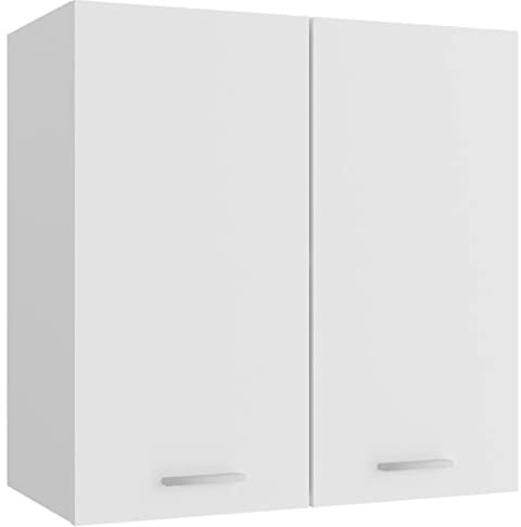 KOIECETA Hängeschrank 2 Regalböden Küche Schrank Einbauküche Küchenzeile Küchenmöbel Oberschrank Küchenschrank Weiß 60x31x60cm Holzwerkstoff