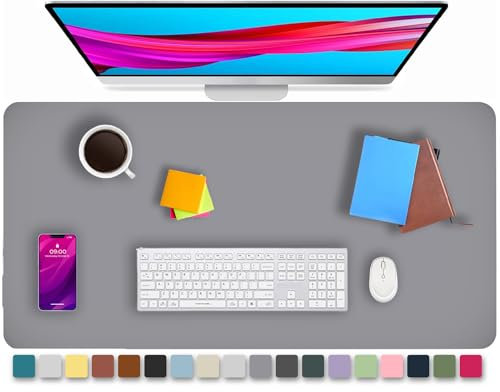 KKTECH Leather Desk Pad, Non-Slip, Mouse Pad, Premium Office Table Writing Mat for Laptop Writing, Waterproof Leather Mat (Light Grey, 80 x 40)