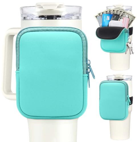 LHMTQVK Water Bottle Pouch for Stanley Quencher Adventure 40oz & IceFlow 20/30oz, Stanley Cup Accessories for Women, Green