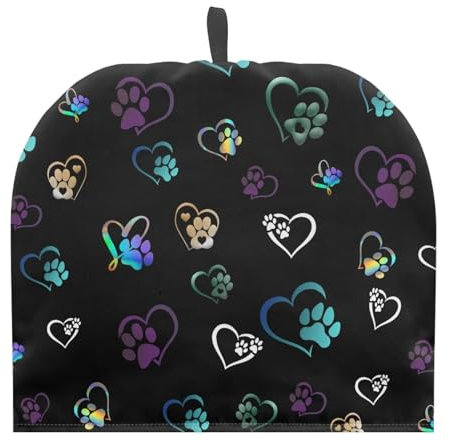TOADDMOS Heart Dog Paws Colorful Insulated Teapot Cosy, Washable Fabric Breakfast Pot Coffee Pot Dust Cover Tea Pot Cozy