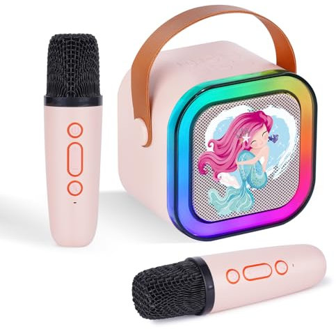 DYNASONIC A29. Karaoke con Dos microfonos. Altavoz Bluetooth Karaoke para niños. Juguete electrónico Infantil. Regalos para niños de 3 a 15 años (Sirena)