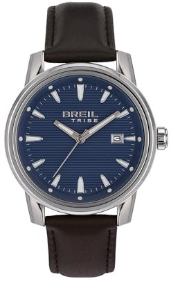 Breil Uhr Herren Caliber Ziffernblatt BLAU Bewegung NUR Zeit Quartz e GÜRTEL Leather BRAUN EW0689