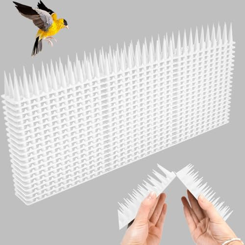 SLTAXAR 20 PCS Pinchos Antipalomas 8.6m, Repelente Palomas Blancas, Pinchos para Gatos y Palomas, Pincho Anti Gatos, Antipalomas de Plástico, Púas Anti Pajaros- 43 x 4 x 3,3 cm, 3 Filas