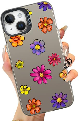 MAYCARI Aesthetic Laser Floral Case for iPhone 11 Pro with Cute Flower Pattern Design, Girly Slim Thin Soft Shockproof Protective Cover for Women Girls