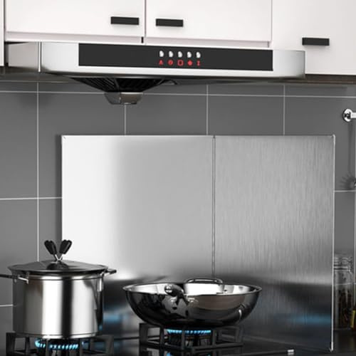 29 * 40 Adjustable Stainless Steel Kitchen Splashback, Hob Splashback For Cookers, Satin Stainless Steel Splashback/Backsplash, Stainless Steel Splashback for Kitchen(29 * 40 2slices)