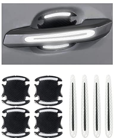 Flaconi 8 Stück türgriff Schutz Auto,Auto Türgriff Aufkleber 3D Kohlefaser Chutzfolie Aufkleber,Autotürgriff Lackkratzschutz Kratzer Schutzfolie Pad,Warnaufkleber für die meisten Autos,LKWs (Weiß)