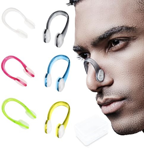 JeoPoom 6 Pièces Pince Nez Natation, Pinces à Nez en Silicone, Nage de Nez Clips avec Boîte de Rangement, pour Débutants ou Professionnels