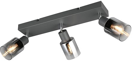 Reality Leuchten Spotbalken Cadiz R81783042, Metall Anthrazit, Glas Chrom bedampft, exkl. 3x E14