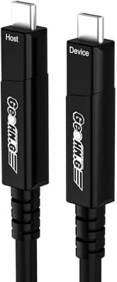 GeoHN.G Cable de fibra óptica USB C a USB C de 15 m, 10 Gbps, 4 líneas de larga distancia, cable de vídeo USB 3.2 con PD 60 W para auriculares VR/AR, cámara web, ordenador portátil, cámara, mini PC y