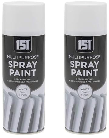 DIOXSTAR Multi-Purpose Spray Paint, White Gloss Finish, Fast Drying, Non-Cracking, Suitable for Wood, Plastic and Metal, Indoor and Outdoor Use, Easy to Use, 400ml (2 PCS)