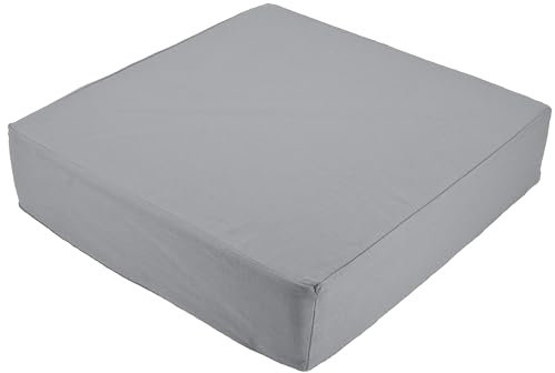 Orthopädisches Sitzkissen Box - 100% Baumwolle 225g/m² mit Kaltschaum-Schaumstoff - Qualitatives Stuhlkissen - Feste Qualität - Waschbar (Hellgrau, 40x40x10cm)