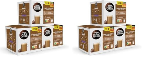 NESCAFÉ Dolce Gusto Café con Leche, 90 cápsulas, Intensidad 7 (3 pack x 30) (Paquete de 2)